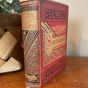 1800s, The Poetical Works of Sir Walter Scott, Hardcover, Antique Classic