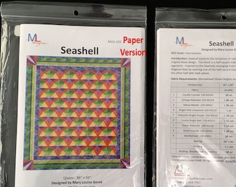 Seashells Quilt PATTERN, multi-size, Double, Queen, King sizes MLG-102 Shipping Included! Tessellation Rotation Mirror Image Paper Piecing