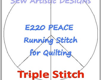 PEACE Symbol Quilting 4x4 with Embroidery 2x2, 3x3, 4x4 Triple Running Stitch Design Collection PES, HUS - 3 Sizes - Digital Download - E220