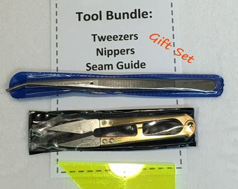 Quilting Sewing Tools Gift Pack Snips, Tweezers, Seam Guide - Prof TOOL Bundle Every Day Sew & Quilt Most Useful Tools Gift Pack for Friends