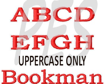 Bookman UPPERCASE Embroidery Font in 3 Sizes - 2", 3", 4" FILL - pes files