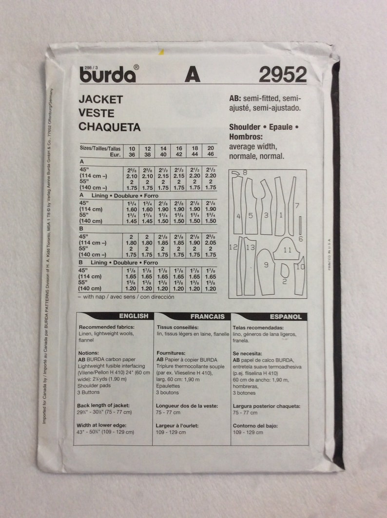 PATTERNS: BURDA 2952 Jacket, McCalls 5529 Nancy Zieman Outfit, New Look 6009 Jacket Simplicity 9193, 9751 Un-used Ship Incl image 3