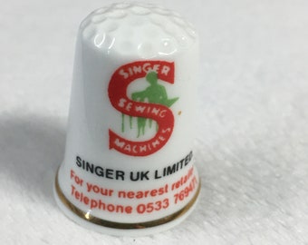 Vintage SINGER UK Thimble sewing collector white bone china shipping included