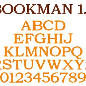 DST Files 1 inch, 1.5 inch, 2 inch Bookman Embroidery Font Satin Stitch in 3 Sizes Download Free Shipping image 3