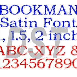 DST Files 1 inch, 1.5 inch, 2 inch Bookman Embroidery Font Satin Stitch in 3 Sizes Download Free Shipping image 1