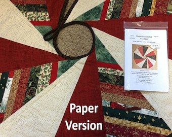 PATTERN Modern Two Sided Spiral Christmas Tree Skirt Paper Hardcopy SEW-104 DIY Scrappy Variation Incl 35-40" Holiday Decor Quilting Pattern