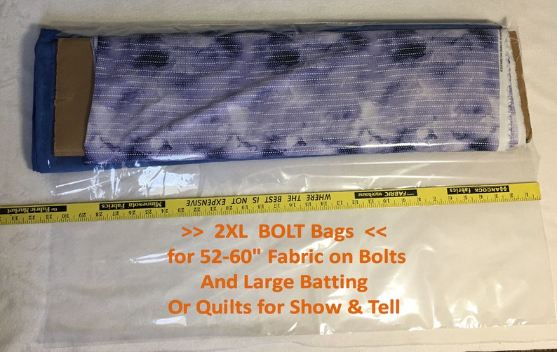 FIVE 2XL Big BOLT Bags 20 x 31 Clear Plastic for Organizing Your Bolts of Wide Fabric Sewing & Quilting Org Kondo Your Stash Ship Incl image 5