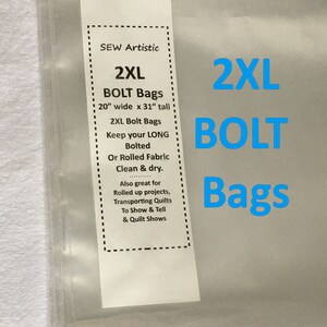 FIVE 2XL Big BOLT Bags 20 x 31 Clear Plastic for Organizing Your Bolts of Wide Fabric Sewing & Quilting Org Kondo Your Stash Ship Incl image 3