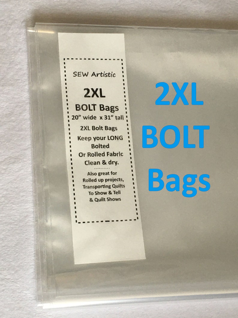 FIVE 2XL Big BOLT Bags 20 x 31 Clear Plastic for Organizing Your Bolts of Wide Fabric Sewing & Quilting Org Kondo Your Stash Ship Incl image 3