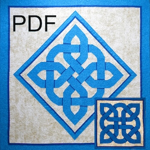 PDF Anleitung Celtic Twist Wandbehang Quilt oder Überwurf Digitale Datei, 2 Größen 14 &quot;oder 61&quot; keltische Webart, Easy Paper Piecing MAM-140 Datei herunterladen
