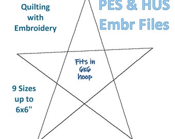STAR Quilting with Embroidery Triple Stitch Design Collection from 1.5 to 6" PES, HuS - 9 Sizes - sm to LG Digital Download Files