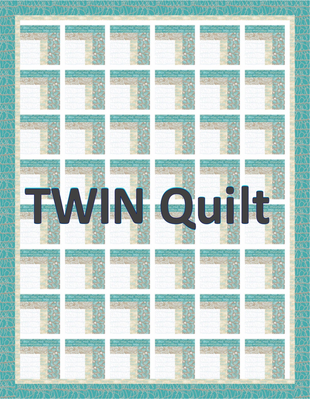 Modern Two Sided LOG Cabin Paper Pattern XL Block 3 Sizes Bed Runner ...