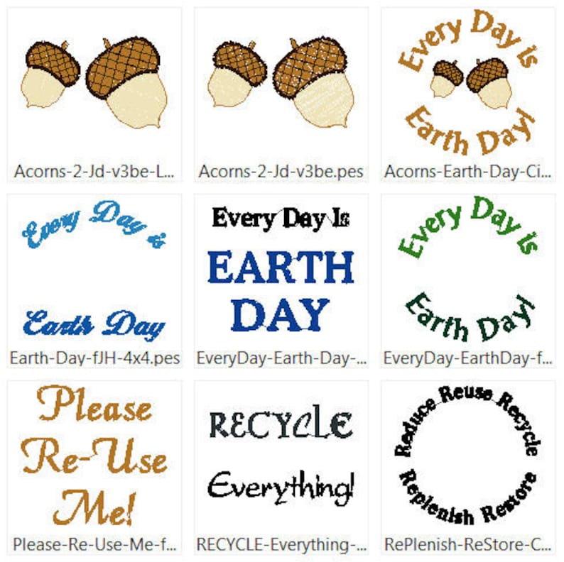 Reduce, Reuse, Recycle, Replenish, Restore and Earth Day Embroidery ...