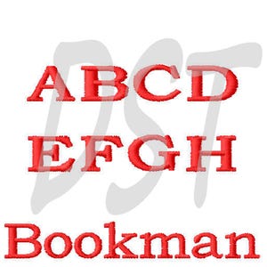 May include: Red embroidered letters A-H and the word "Bookman" in red embroidery.