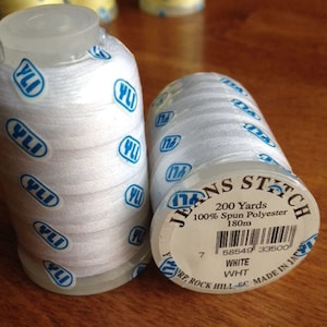 YLI Thread for Top Stitching or SERGER Loopers YLI Jeans Stitch, 1 spool- White Bag Sewing
