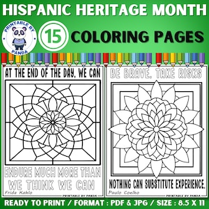 Hispanic Heritage Month Coloring Pages | Hispanic Heritage  Mandala Coloring Pages Sheets  Inspirational Quotes By Latino Leaders For Kids