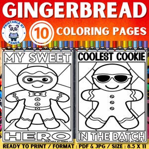 Gingerbread Man & Girl Coloring Pages Sheet Activity For Preschool Kindergarten 1st , 2nd , 3rd Grade | December Winter Activities For Kids