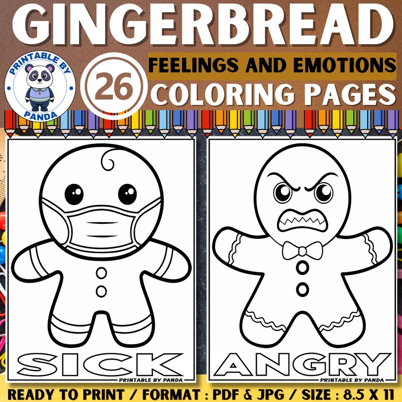 Angry Gingerbread Mask Gingerbread Man Emotions Coloring Pages: Winter Activities (PDF & JPG ...