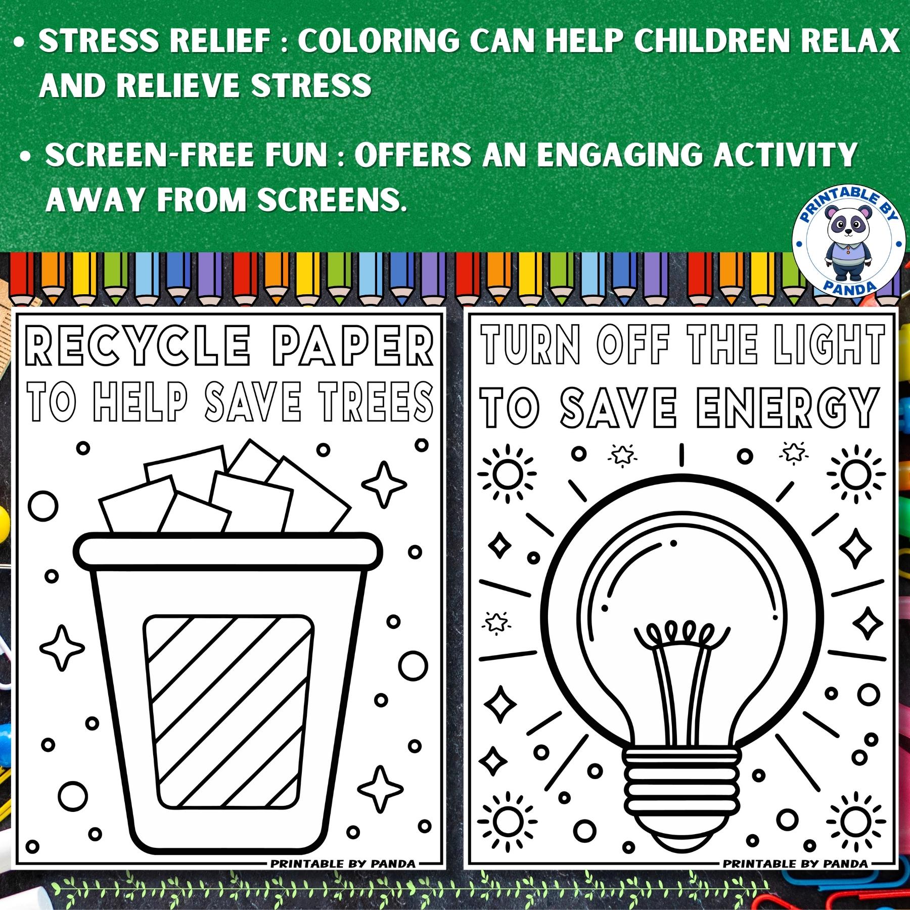 Earth Day Coloring Pages: Recycle Reduce Reuse Activity (PDF & JPG) - Etsy