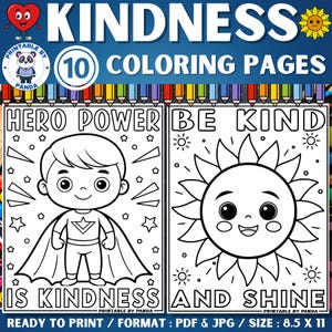 Kindness Coloring Sheets | Kindness Coloring Pages And Quotes Worksheet Cards  | Kindness Activities For Kids | Bulletin Boards