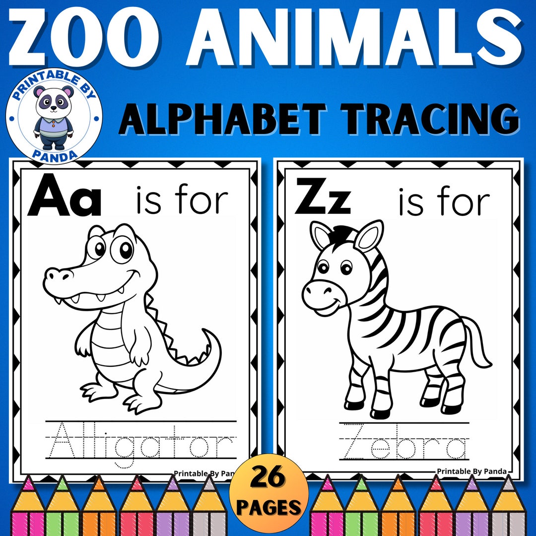 Zoo Animals Alphabet Coloring Pages and Tracing for Kindergarten