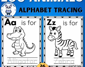 Zoo Animals Alphabet Coloring Pages: Tracing for Kids (PDF)