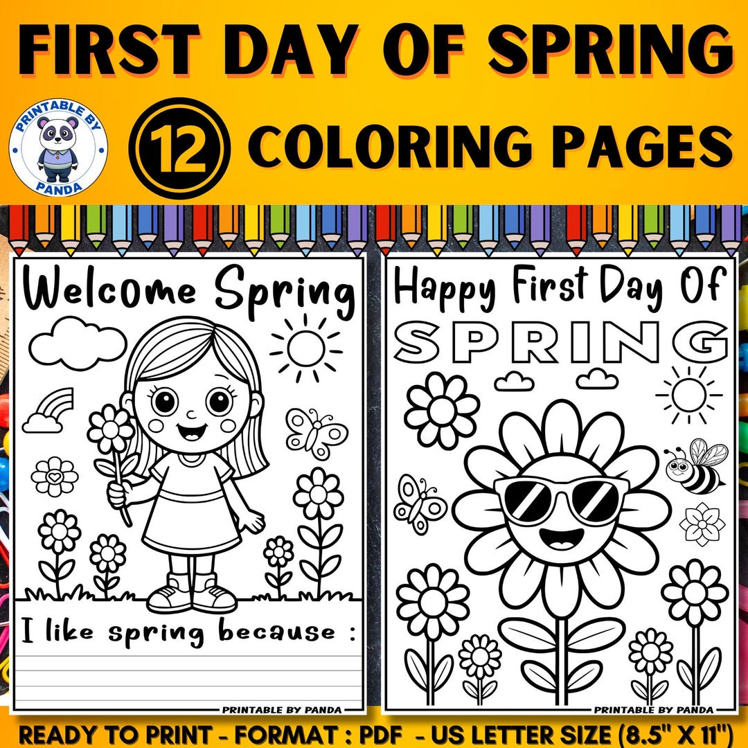 First Day of Spring Coloring Pages Sheets Worksheet for Kids & Toddler ...
