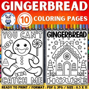 Gingerbread Man Coloring Pages Sheets - Gingerbread House & Girl Coloring Page Printable - Winter December Activities Pdf For Kids