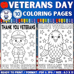 Veterans Day Coloring Sheet Pages Worksheet | Veterans Day Coloring Cards For Kids |  Veterans Day Bulletin Board Decor & Ideas For School
