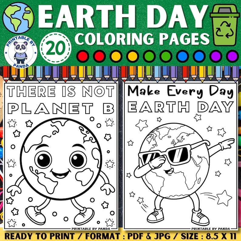 Earth Day Coloring Pages: Recycling Activities for Kids (PDF & JPG ...