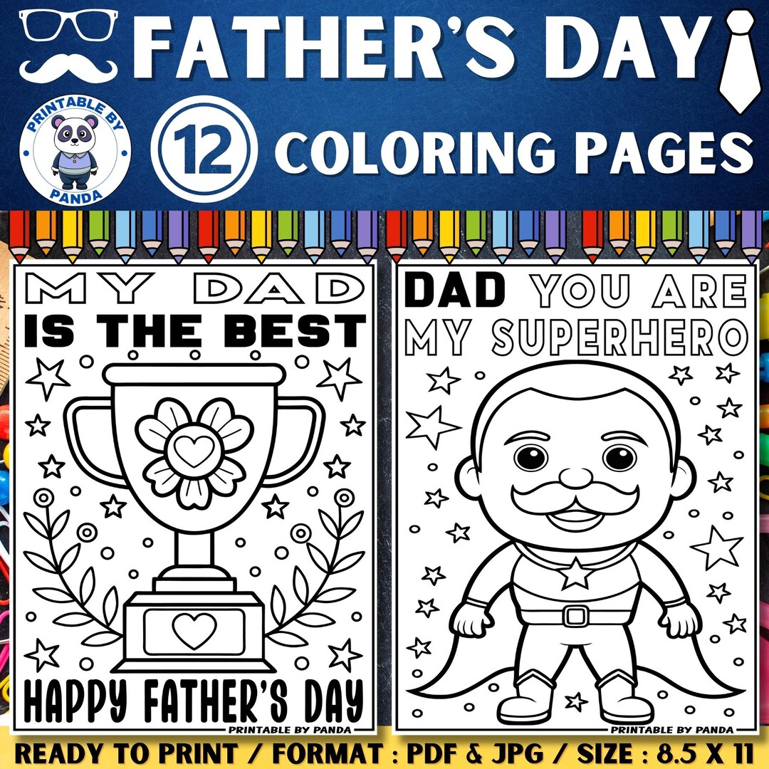 Father's Day Coloring Pages: Kids' Activity Book, Printable Card (PDF ...