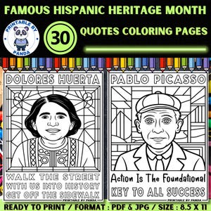 Famous Quotes Hispanic Heritage Month Coloring Pages Sheets  -  Hispanic Heritage Month Bulletin Board | Latino Leaders Classroom decor