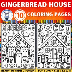 Páginas para colorear de casas de jengibre: hojas, actividades artísticas, plantillas de casas de jengibre, decoración de puertas de aulas, páginas para colorear de invierno y diciembre
