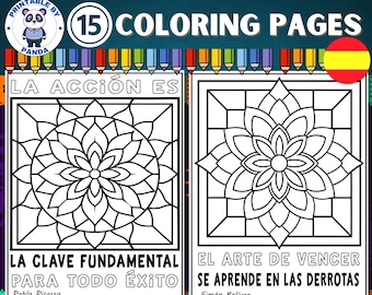 Hispanic Heritage Month Coloring Pages Sheets Spanish For Kids And Adult | Inspirational Spanish Quotes By Latino Leaders & Mindful Mandala