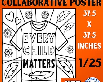 Affiche artistique collaborative pour la Journée du chandail orange - Pages à colorier pour la Journée du chandail orange (PDF) - Chaque enfant compte - Tableau d'affichage pour la Journée du chandail orange