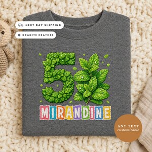Mint Patch Birthday Sweatshirt Personalized Custom Name Kid Toddler Party Crewneck Cozy Pullover Gift Idea Warm Soft Winter Wear