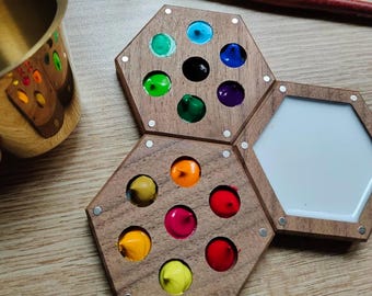Handgefertigte Waben-Aquarellpalette aus Kirschholz, tragbares Kunstwerkzeug