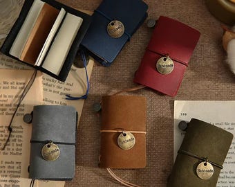 Mini Leather Journal Notebook, Pocket Sketchbook (55mm×37mm)