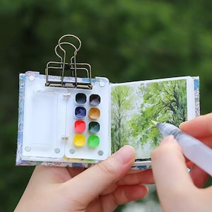 Mini-aquarelpalet, 8-kleuren acrylaquarelset, reiskunstkits, reisschilderaccessoires, tekenset, schetsaccessoires