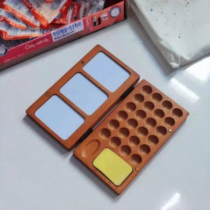 Boîte palette en bois pour aquarelle, grille de 24, accessoires de peinture de voyage