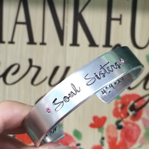 Soul Sisters - hand stamped silver cuff bracelet - friendship bracelet - best friends - friend