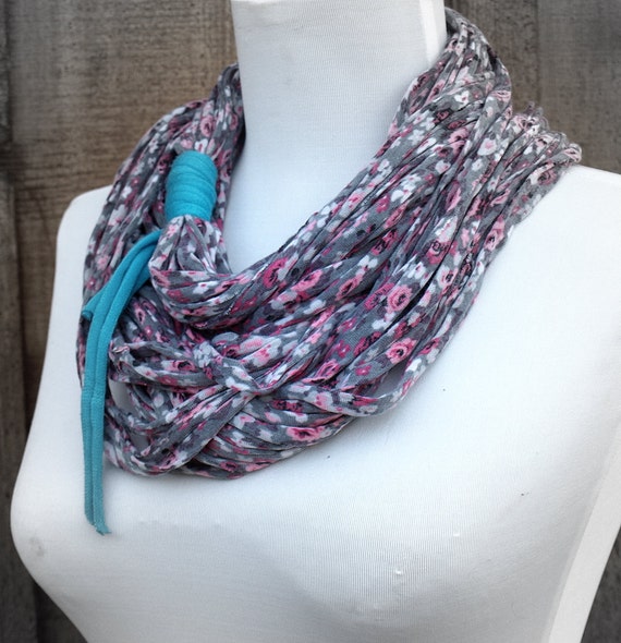 Items similar to Floral Shabby Chic Infinity Fabric Scarf on Etsy