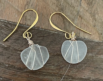 Genuine Beach Glass Drop Earrings