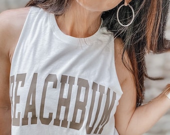 Beach Bum - graphic style crop tank -