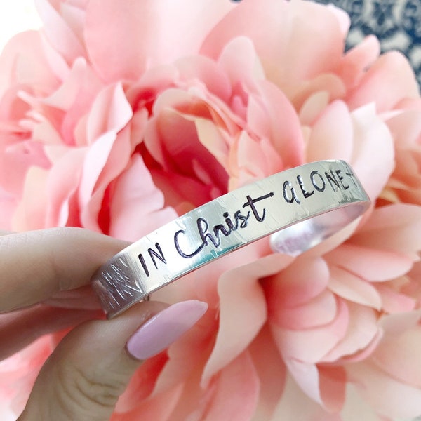 In Christ Alone - My hope is found - hymn - faith - silver cuff bracelet