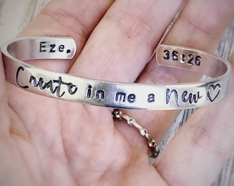 Create in me a New Heart - Ezekiel 35 - scripture bracelet - Christian Jewelry