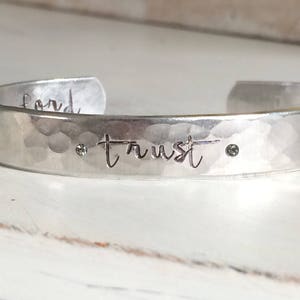 trust in the Lord handstamped silver cuff bracelet scripture Christian jewelry bible verse faith image 8