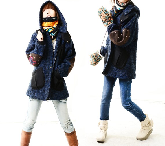 Items similar to Blue Snow quilted woolen jacket (Y1227) on Etsy