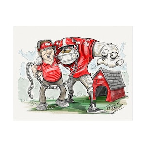 UGA Coach Art, einzigartiges Geschenk für Sportfans, Raumdekor, College Football Kunst, Teamgeist-Dekor, Spieltagdekoration