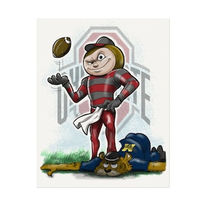 Póster de Ohio State vs. Michigan, decoración vintage de deportes universitarios, arte mural para el día del partido, regalo único para fanáticos, decoración de salas deportivas